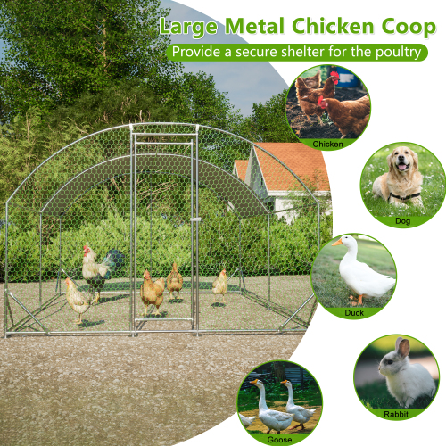 Large Chicken Coop Metal Chicken Run With Waterproof And Anti-UV Cover, Dome Shaped Walk-in Fence Cage Hen House For Outdoor And Yard Farm Use, 1 Tube Diameter, 9.84 X 13.12 X 6.56 - Image 2 | PawIQ Pet Tech
