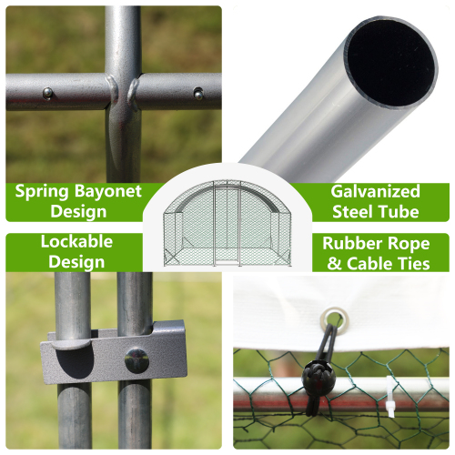Large Chicken Coop Metal Chicken Run With Waterproof And Anti-UV Cover, Dome Shaped Walk-in Fence Cage Hen House For Outdoor And Yard Farm Use, 1 Tube Diameter, 9.84 X 13.12 X 6.56 - Image 9 | PawIQ Pet Tech