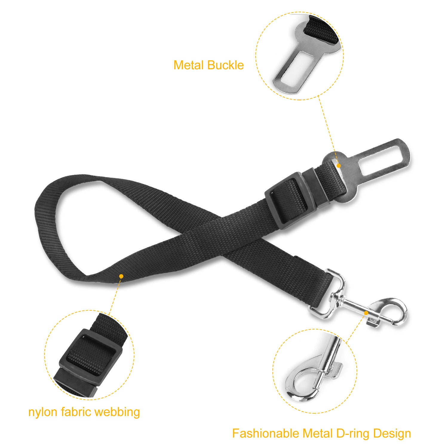 2Pcs Pet Dog Seat Belt Leash Adjustable Pet Dog Cat Safety Leads Harness Car Vehicle Nylon Fabric Seatbelt Strap - Image 1 | PawIQ Pet Tech