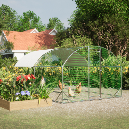 Large Chicken Coop Metal Chicken Run With Waterproof And Anti-UV Cover, Dome Shaped Walk-in Fence Cage Hen House For Outdoor And Yard Farm Use, 1 Tube Diameter, 9.84 X 13.12 X 6.56 - Image 4 | PawIQ Pet Tech