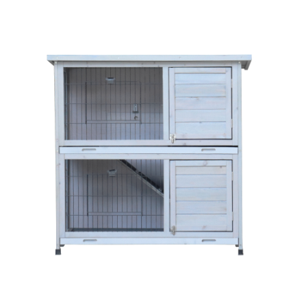 Rabbit Hutch Outdoor, 2-Story Rabbit Cage Indoor With Run, Bunny Cage With 2 Removable No-Leak Trays, Pet Cages With Non-Slip Ramp, Waterproof Roof, Fence, For Small Animals - Image 5 | PawIQ Pet Tech