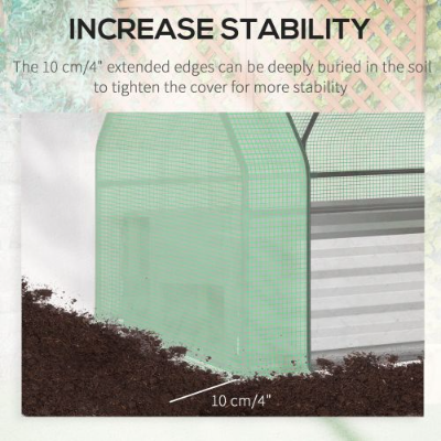 Outsunny Galvanized Raised Garden Bed With Mini Greenhouse Cover, Outdoor Metal Planter Box With 2 Roll-Up Windows For Growing Flowers, Fruits, Vegetables, And Herbs, 50 X 37.5 X 36.25, Green - Image 6 | PawIQ Pet Tech