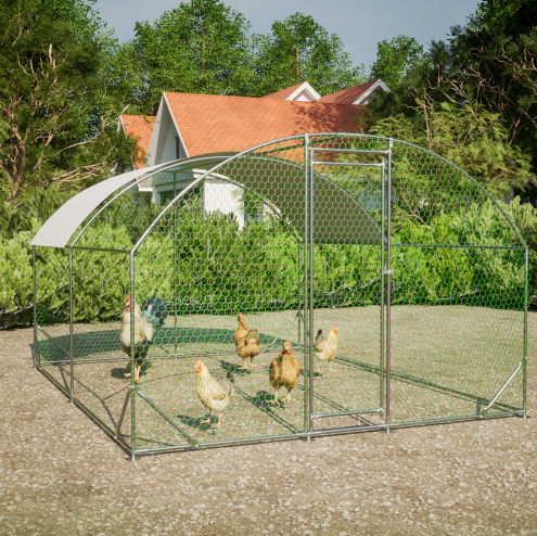 Large Chicken Coop Metal Chicken Run With Waterproof And Anti-UV Cover, Dome Shaped Walk-in Fence Cage Hen House For Outdoor And Yard Farm Use, 1 Tube Diameter, 9.84 X 13.12 X 6.56 - Image 8 | PawIQ Pet Tech