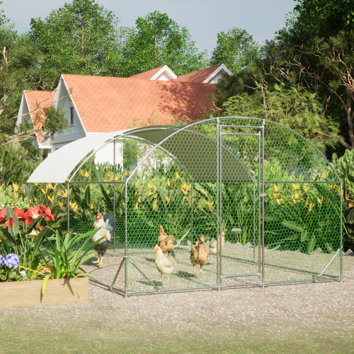 Large Chicken Coop Metal Chicken Run With Waterproof And Anti-UV Cover, Dome Shaped Walk-in Fence Cage Hen House For Outdoor And Yard Farm Use, 1 Tube Diameter, 9.84 X 13.12 X 6.56 - Image 3 | PawIQ Pet Tech