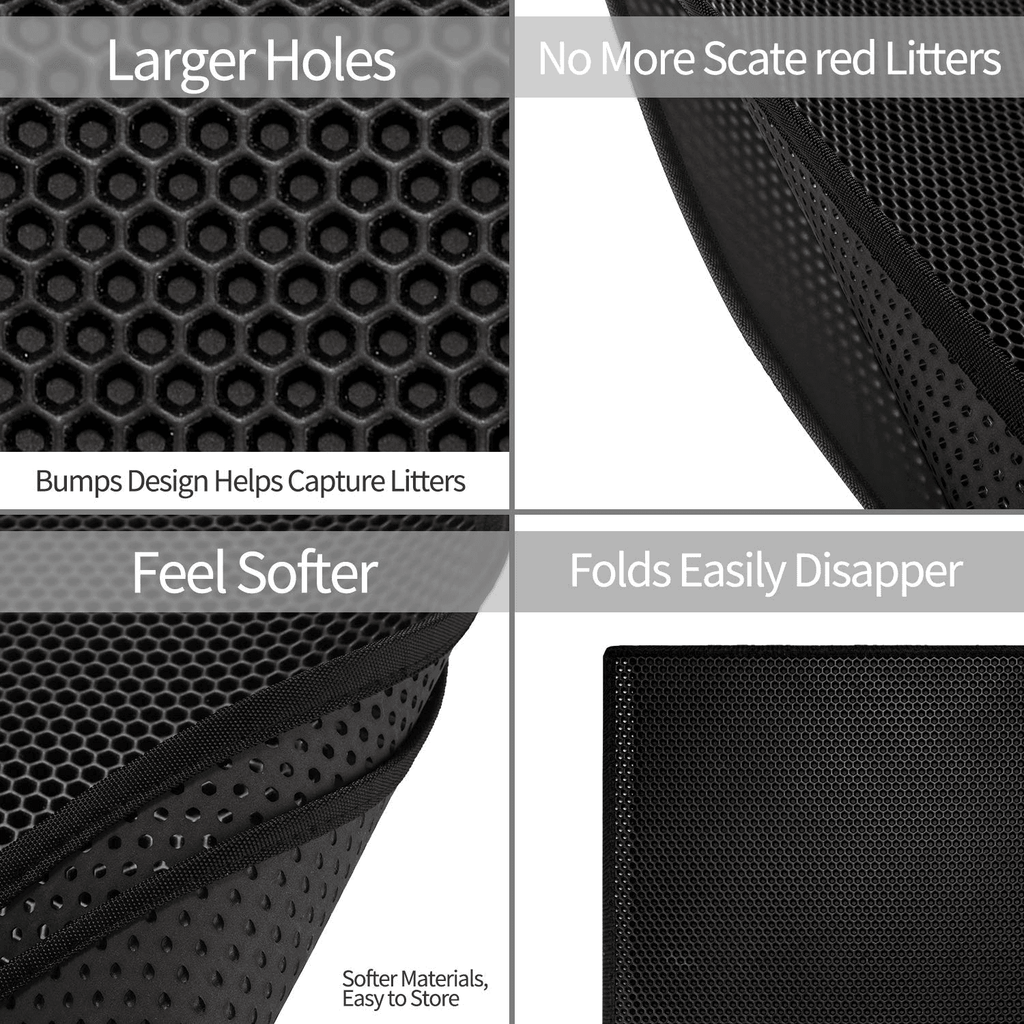 Kitty Cat Litter Mat Trapping Honeycomb Double Layer Design Waterproof Double Layer EVA Cat Litter Pad Waterproof Non-slip Sand Basin Filter Kitten Dog Washable Mattress - Image 4 | PawIQ Pet Tech