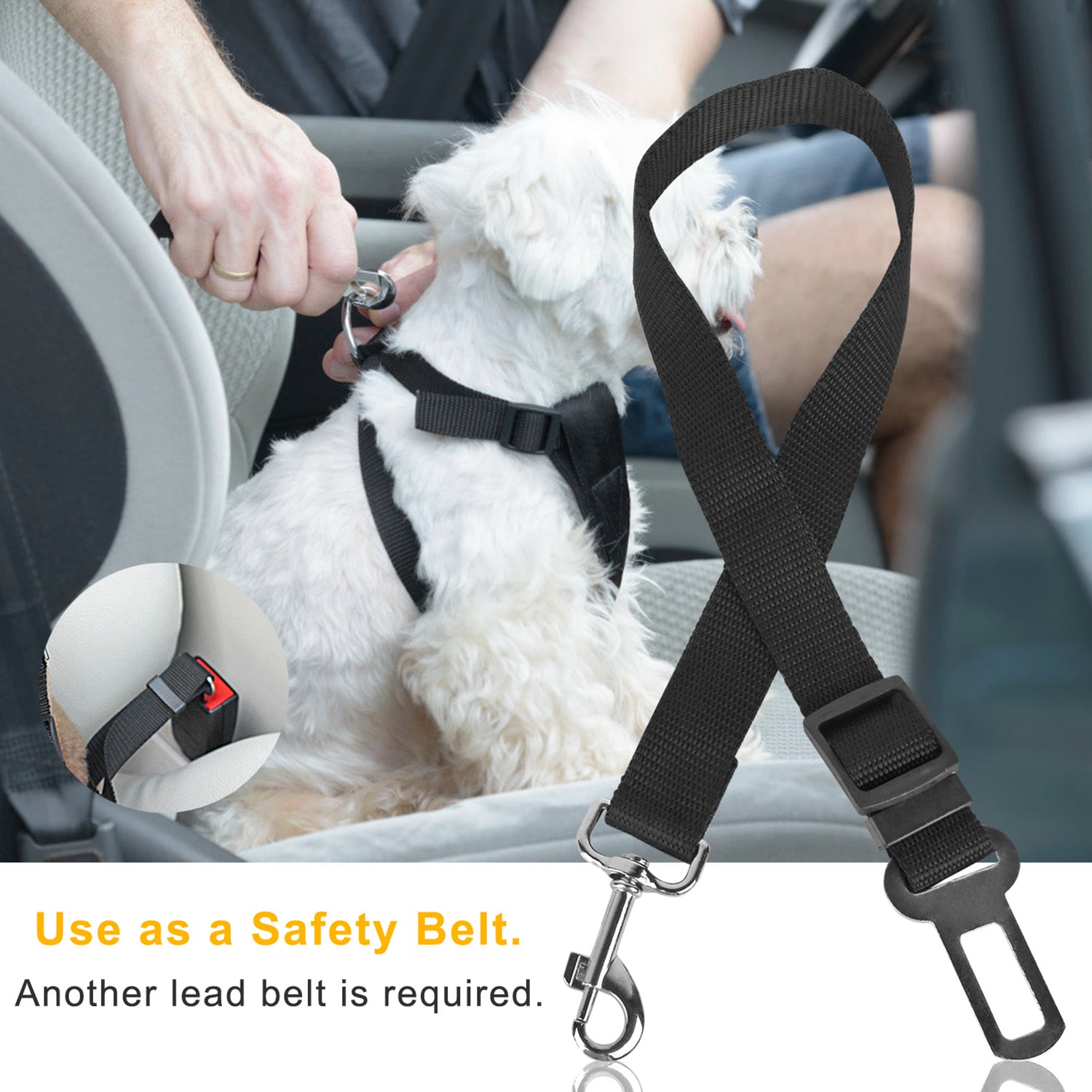 2Pcs Pet Dog Seat Belt Leash Adjustable Pet Dog Cat Safety Leads Harness Car Vehicle Nylon Fabric Seatbelt Strap - Image 4 | PawIQ Pet Tech