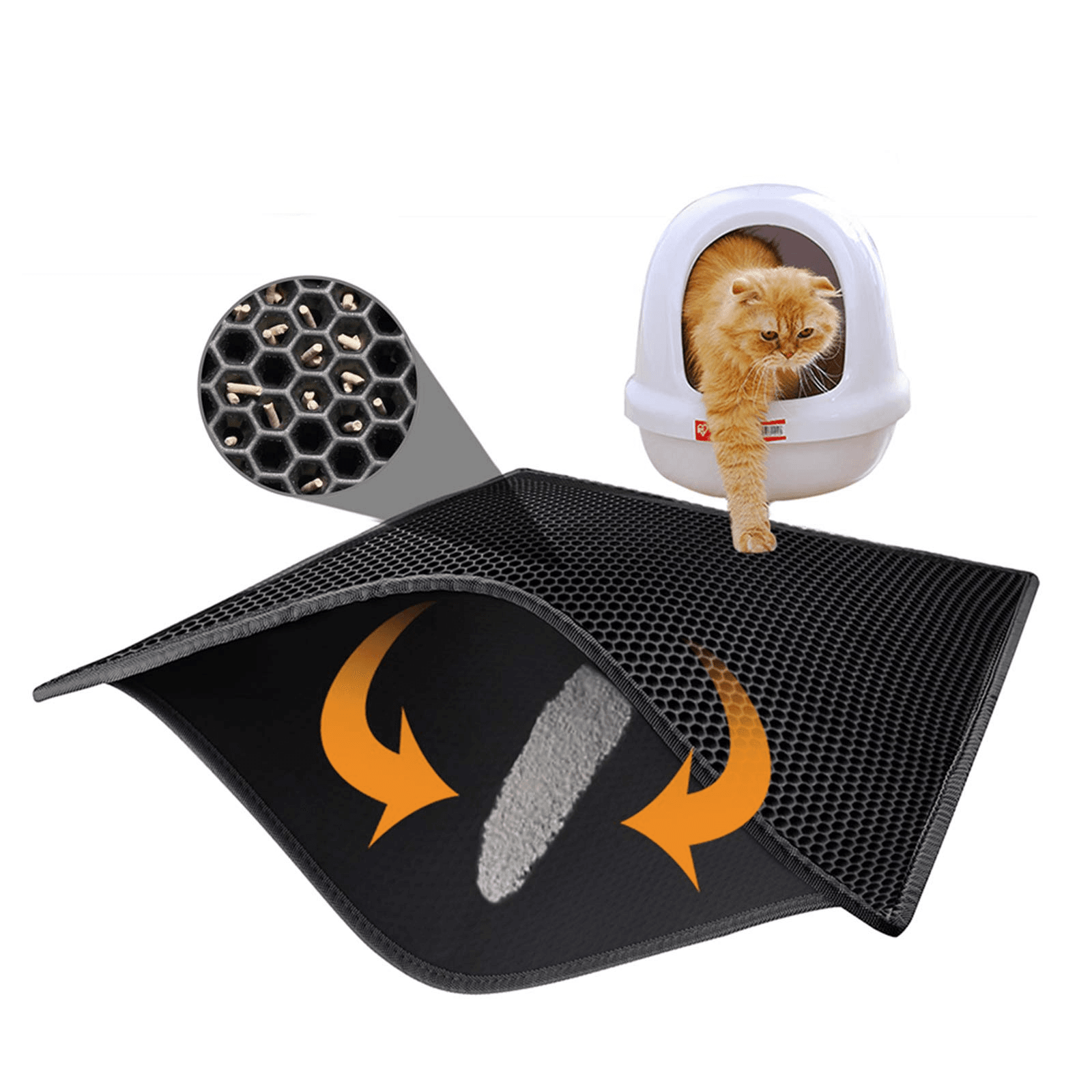 Kitty Cat Litter Mat Trapping Honeycomb Double Layer Design Waterproof Double Layer EVA Cat Litter Pad Waterproof Non-slip Sand Basin Filter Kitten Dog Washable Mattress - Image 8 | PawIQ Pet Tech