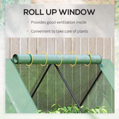 Outsunny Galvanized Raised Garden Bed With Mini Greenhouse Cover, Outdoor Metal Planter Box With 2 Roll-Up Windows For Growing Flowers, Fruits, Vegetables, And Herbs, 50 X 37.5 X 36.25, Green - Image 4 | PawIQ Pet Tech