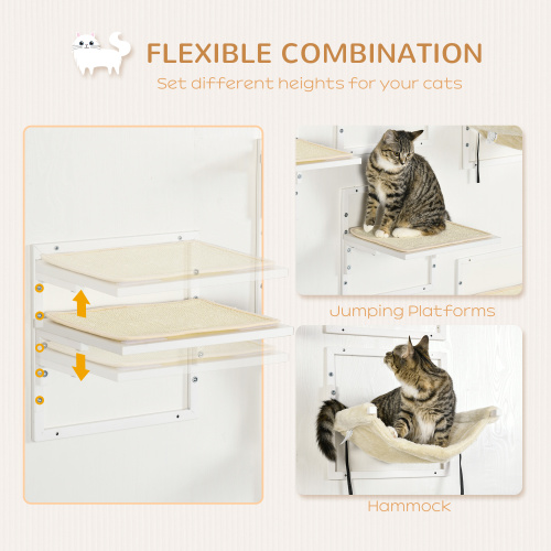 PawHut 6-pc Modern Cat Wall Shelves For Indoor Cats, Height Adjustable Jumping Platforms - Image 9 | PawIQ Pet Tech