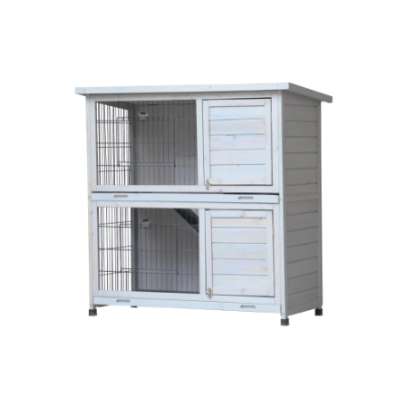 Rabbit Hutch Outdoor, 2-Story Rabbit Cage Indoor With Run, Bunny Cage With 2 Removable No-Leak Trays, Pet Cages With Non-Slip Ramp, Waterproof Roof, Fence, For Small Animals - Image 9 | PawIQ Pet Tech