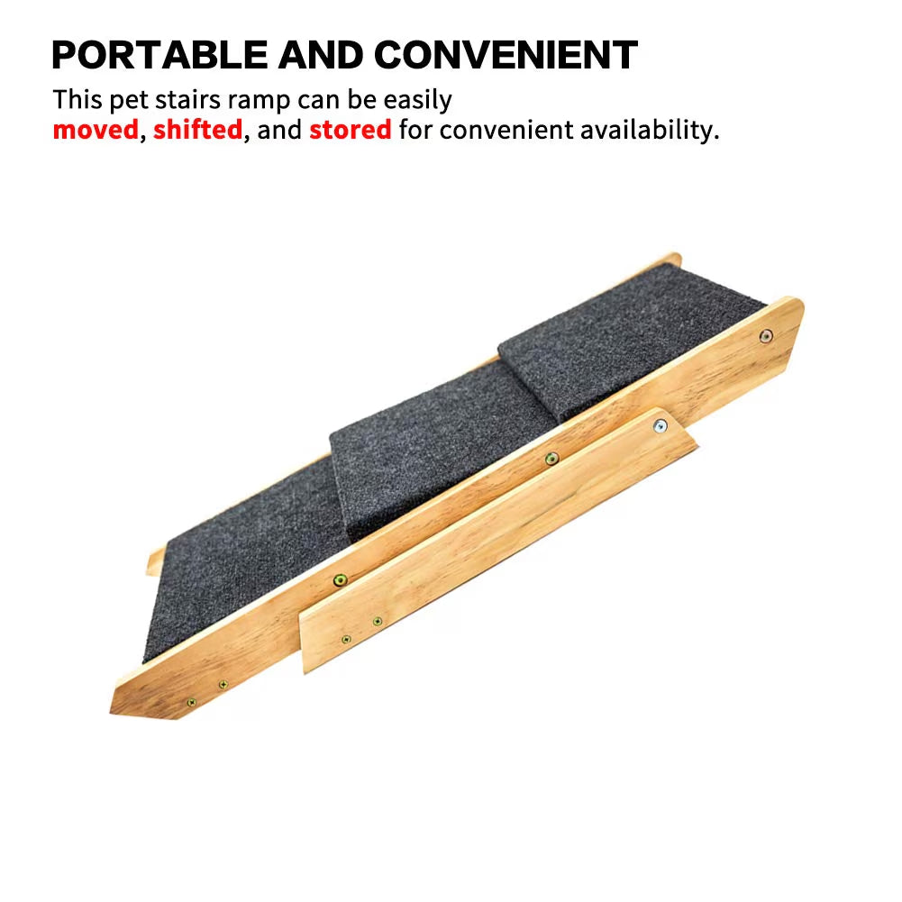 Wood Pet Stairs Pet Steps  Foldable 3 Levels Dog Stairs  Ramp Perfect For Beds And Cars Portable Dog Cat Ladder Up To 110 Pounds - Image 6 | PawIQ Pet Tech