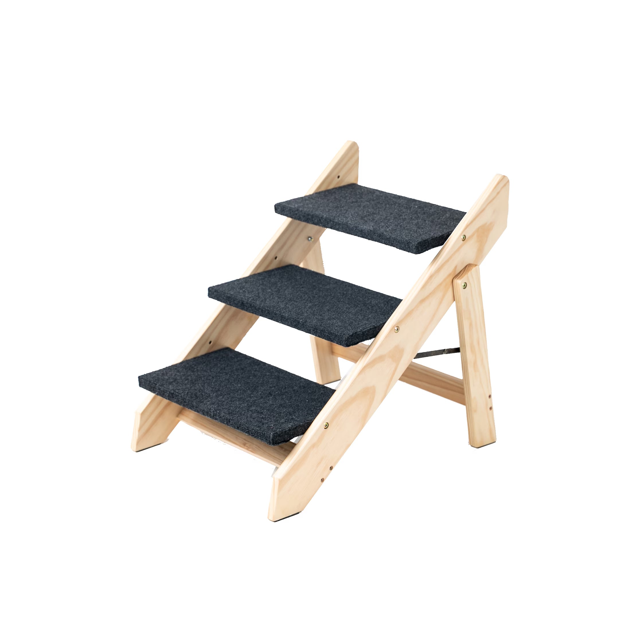 Wood Pet Stairs Pet Steps  Foldable 3 Levels Dog Stairs  Ramp Perfect For Beds And Cars Portable Dog Cat Ladder Up To 110 Pounds - Image 9 | PawIQ Pet Tech