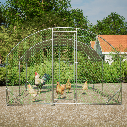 Large Chicken Coop Metal Chicken Run With Waterproof And Anti-UV Cover, Dome Shaped Walk-in Fence Cage Hen House For Outdoor And Yard Farm Use, 1 Tube Diameter, 9.84 X 13.12 X 6.56 - Image 1 | PawIQ Pet Tech
