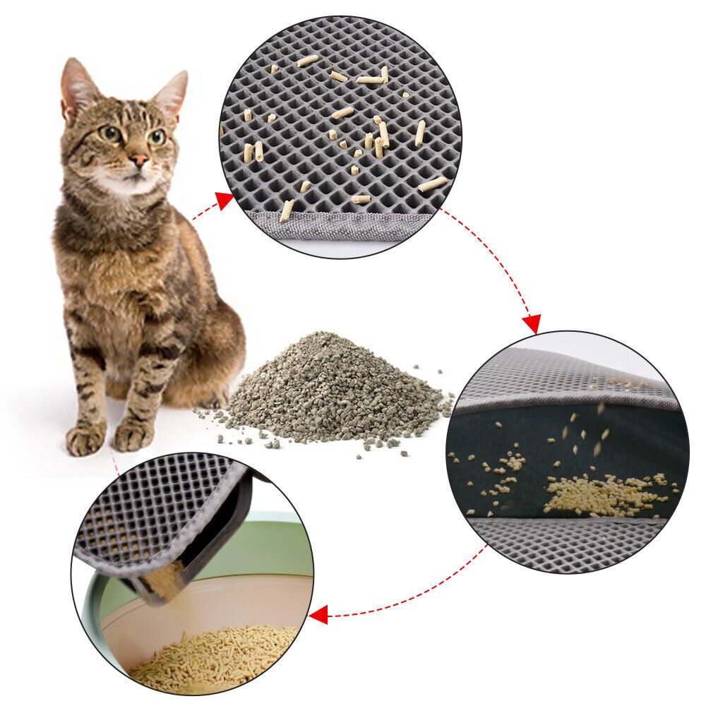 Kitty Cat Litter Mat Trapping Honeycomb Double Layer Design Waterproof Double Layer EVA Cat Litter Pad Waterproof Non-slip Sand Basin Filter Kitten Dog Washable Mattress - Image 9 | PawIQ Pet Tech
