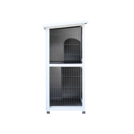 Rabbit Hutch Outdoor, 2-Story Rabbit Cage Indoor With Run, Bunny Cage With 2 Removable No-Leak Trays, Pet Cages With Non-Slip Ramp, Waterproof Roof, Fence, For Small Animals - Image 3 | PawIQ Pet Tech
